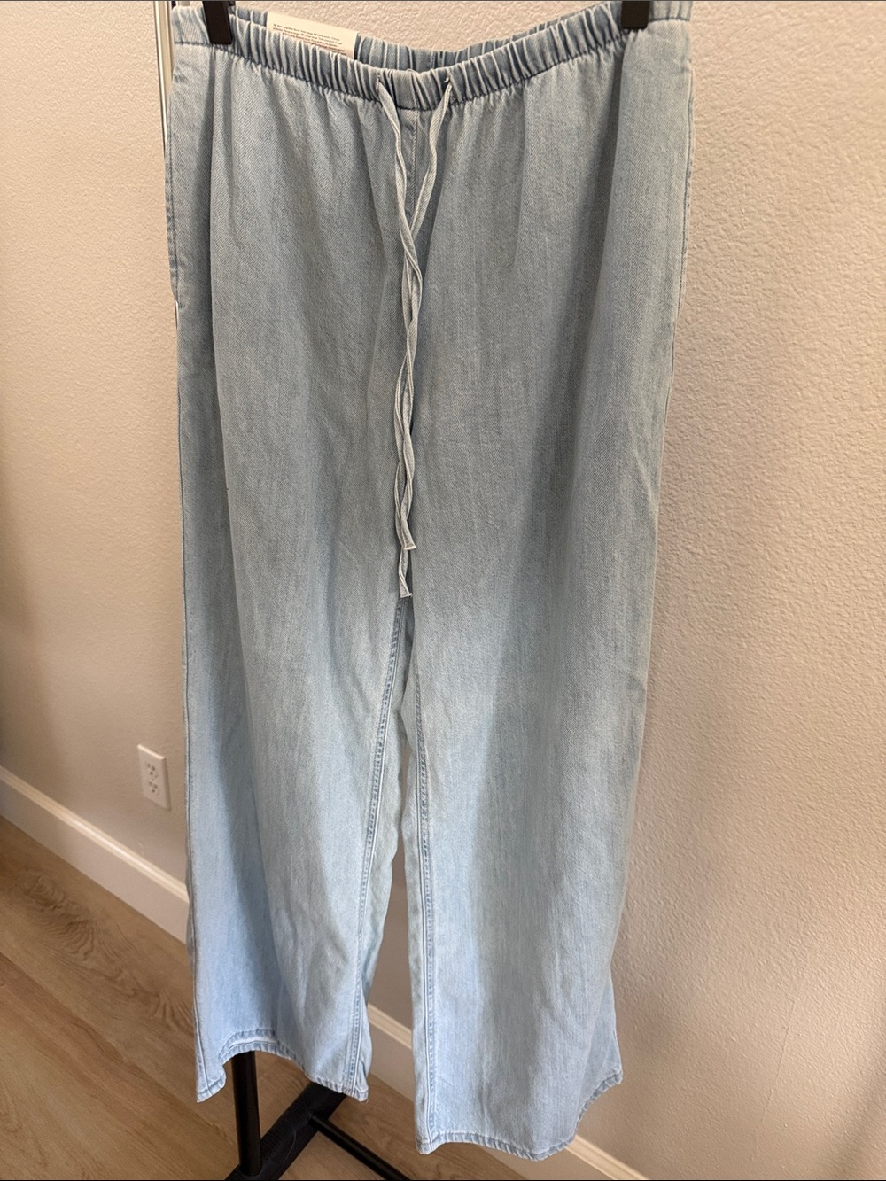 H&M Light Blue Wide-Leg Drawstring Jeans
